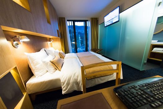 Interior of modern comfortable hotel room