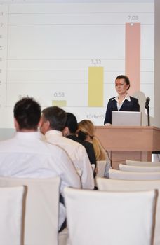 business people group at meeting seminar presentation in brigt conference room