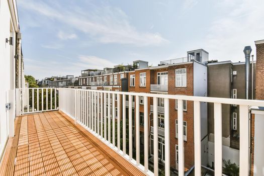 Long cozy balcony in a luxury house