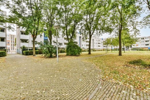 Superb courtyard with beautifully laid paths and trees