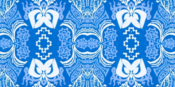 Italian majolica tile. Majolica ornament. Moroccan modern fabric. Floral vintage portuguese pattern. Seamless azulejo design. Retro spanish ceramic. Watercolor majolica.