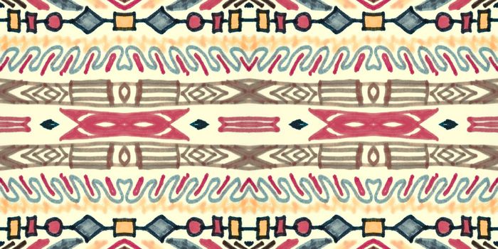 Seamless background maya. Hand drawn tribal indian print. Art background maya. Geometric aztec ornament. Mexico pattern for fabric. Vintage background of american maya design.