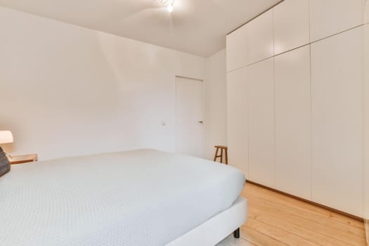 Interior of a cozy and bright bedroom with beautiful decoration