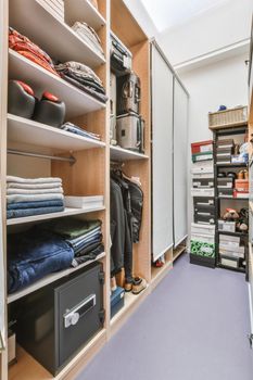 Large spacious dressing room in elegant apartment