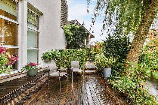 Fascinating courtyard of a residential building with greenery