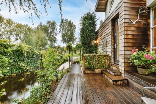Fascinating courtyard of a residential building with greenery