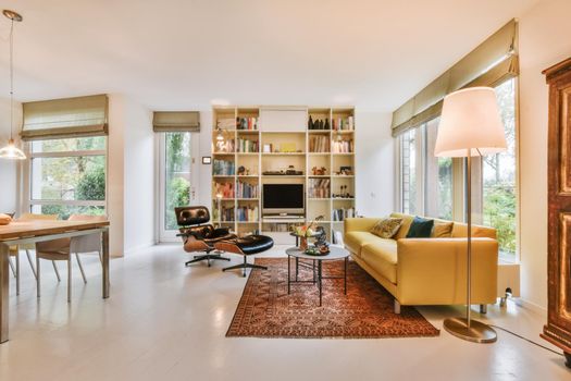 Elegant and spacious living room with beautiful furniture