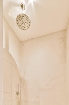 View of the modern built-in large shower head