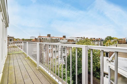 Narrow long balcony with iron railings and stunning views
