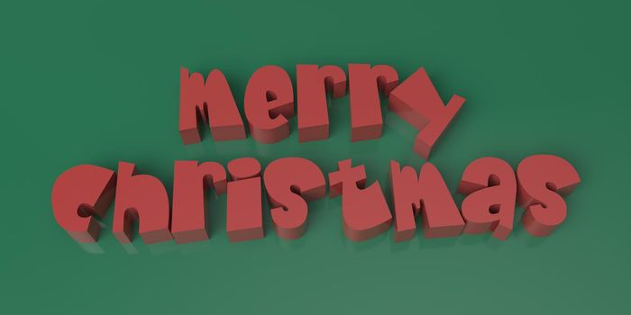 Render of the words Merry Christmas on a plain background with snowflakes