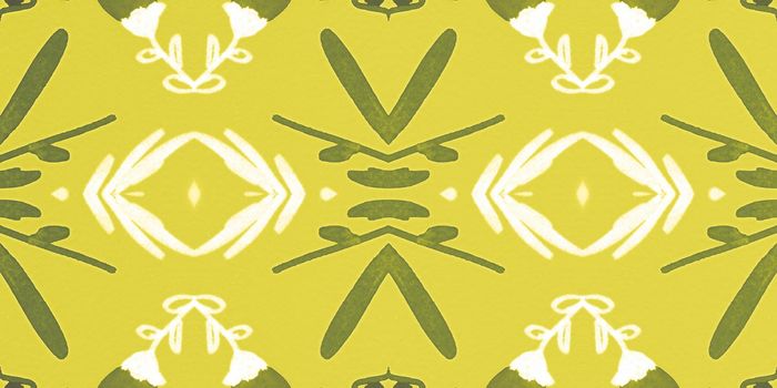 Seamless Folk boho pattern. Flower ethnic fabric. Hand drawn bohemian border. Geometric tribal design. Folk ornament. Watercolor traditional print. Vintage abstract background. Folk pattern.
