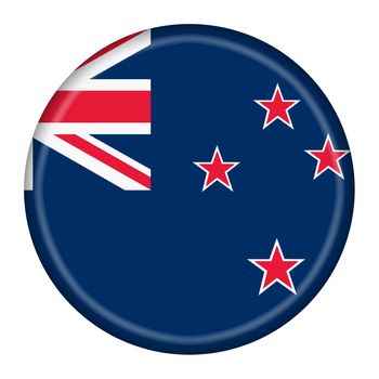 A New Zealand flag button 3d illustration with clipping path