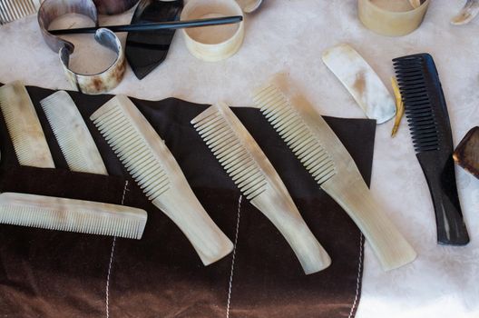 Hair comb made of animal horn