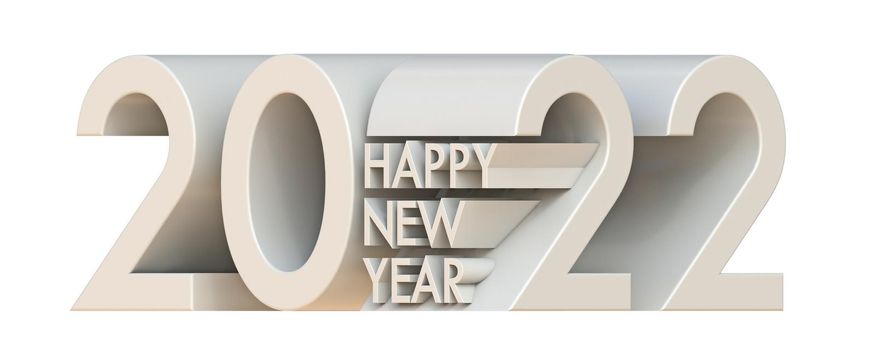 2022 Happy New Year greeting card sign 3D rendering 3D illustration