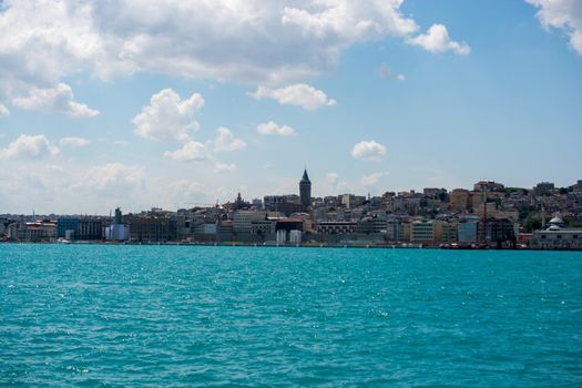 View of the Galata Tower from ancient times in Istanbul