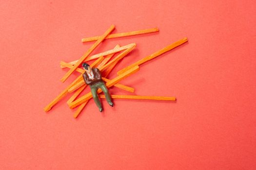 Multi-colored sticks for playing and  counting.