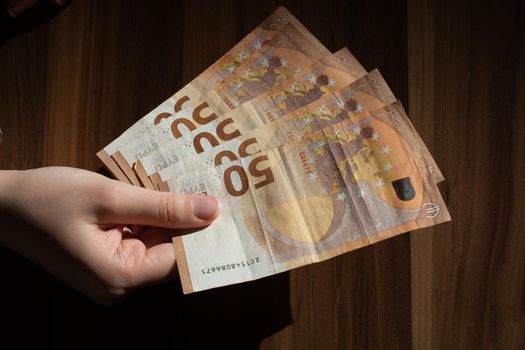 Background of euro bills. Fragment part of euro money