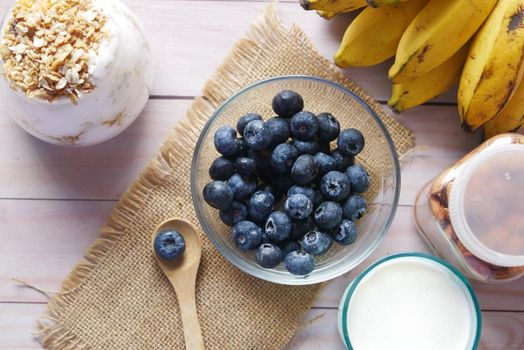 Close up of fresh blue berry with water drops