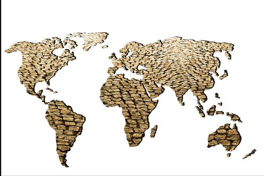 Roughly sketched out world map as global business concepts