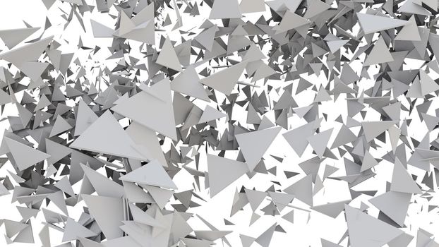Abstract background of triangles on white background. 3d rendering