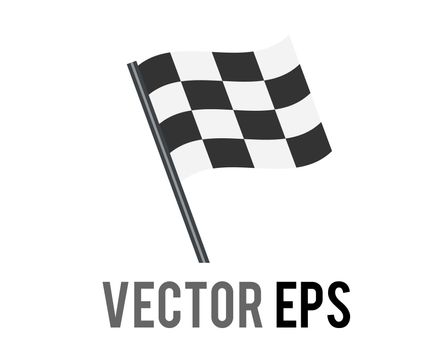 The isolated vector rectangular black and white squares checkerboard pattern racing flag icon, used to signal the start or end of  motor car race tournament
