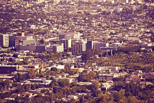 Los Angeles Metro Area - Panoramic Photo. Ultraviolet Color Grading. Urban Photo Collection.