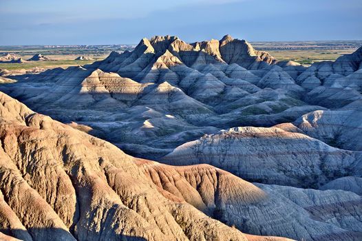South Dakota Badlands Landscape -Badlands Summer Panorama. Badlands Sunset. Nature Photo Collection