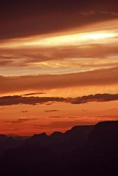 Arizona Horizon Sunset - Arizona Canyons. Beautiful Vertical Sunset Photo.