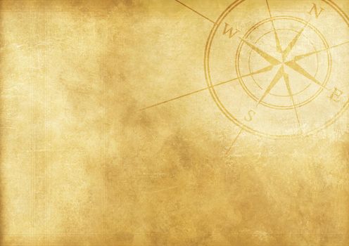Vintage Journey Background with Compass Rose. Aged Paper Background.