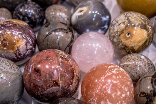 Semi precious stones  balls as natural mineral rock specimen