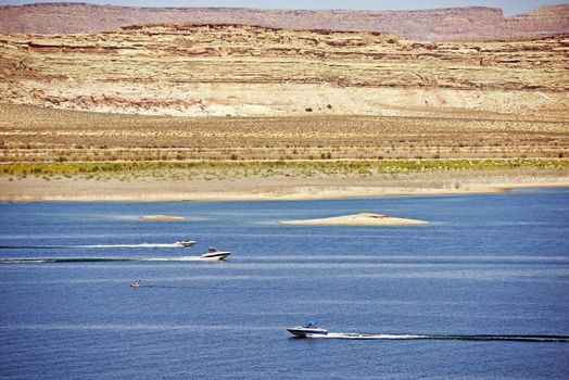 Lake Powell Recreation. Arizona Lake Boating.