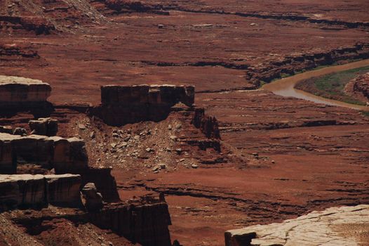 Utah Canyon Lands. Canyonlands State Park. Utah, USA. Rocky Desert Landscape with Colorado River on the Bottom.