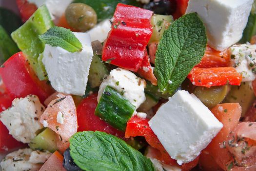 A greek salad close up food background image