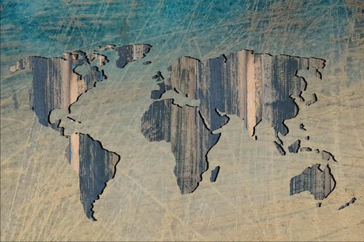 Roughly outlined world map with white background