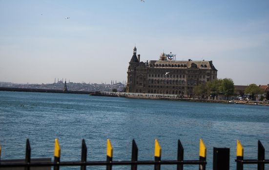 Haydarpasa train station in Kadikoy, Istanbul, in the view