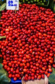 Red cranberry on sale in Turkish street bazaar