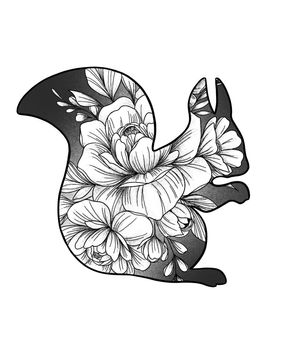 silhouette of an animal with flowers in a graphic inside. High quality photo