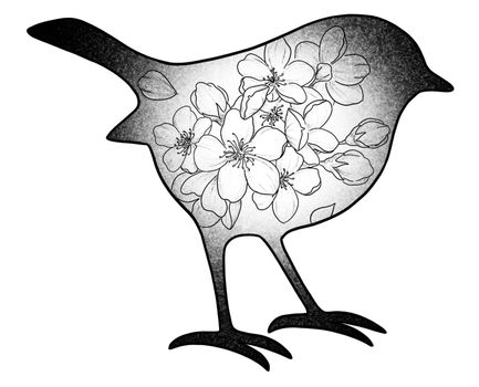 silhouette of an animal with flowers in a graphic inside. High quality photo