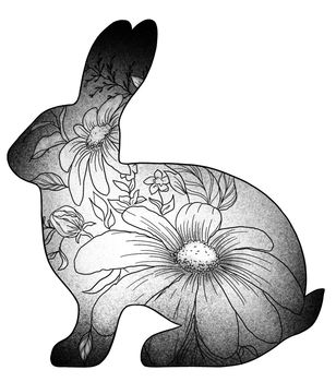 silhouette of an animal with flowers in a graphic inside. High quality photo