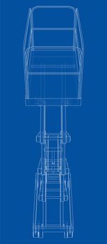 Scissor lift concept outline. 3d illustration. Wire-frame style