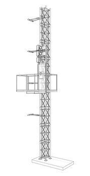 Mast lifts outline. 3d illustration. Wire-frame style