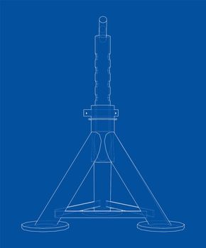 Axle stand isolated. 3d illustration. Wire-frame style