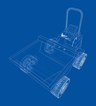 Dumper Truck. 3d illustration. Wire-frame or blueprint style