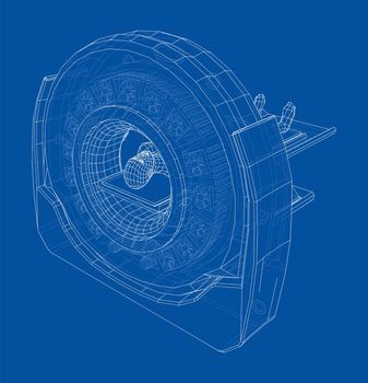 MRI, magnetic resonance imaging machine scanning patient inside. 3d illustration