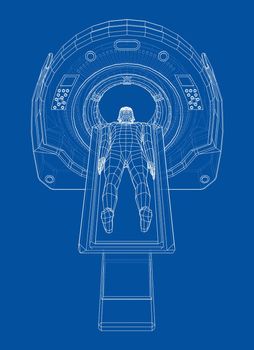 MRI, magnetic resonance imaging machine scanning patient inside. 3d illustration