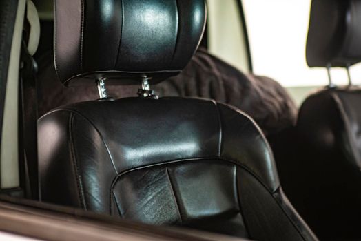 Detail of Car seat in black leather