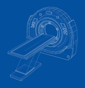 Magnetic resonance imaging or MRI. Wire-frame style. 3d illustration