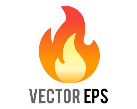 The isolated vector cartoon styled depicted as gradient orange, yellow flickering flame fire icon