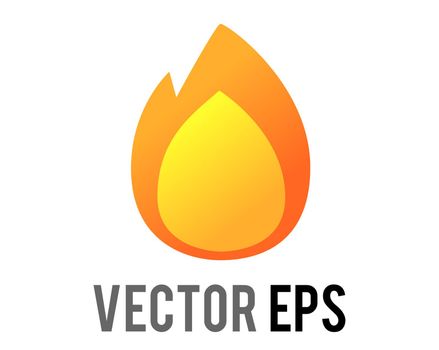The isolated vector cartoon styled depicted as gradient orange, yellow flickering flame fire icon
