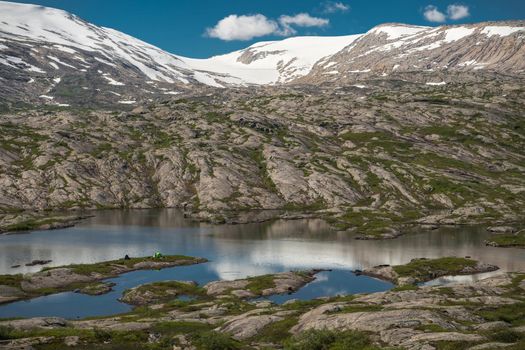 Norwegian Wilderness Campsite. Wild Tent Camping and the Scenic Saltfjellet Svartisen National Park